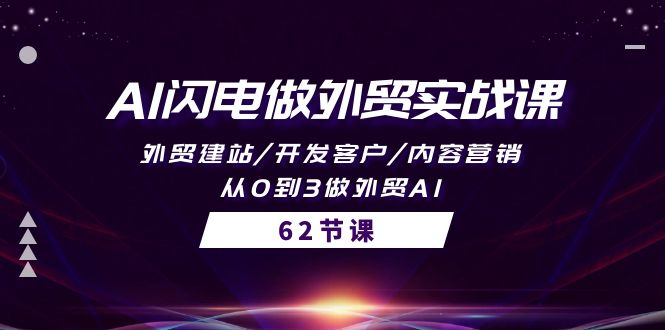 AI雷电做跨境电商实战演练课，外贸网站建设/寻找客户/内容运营/从0到3做跨境电商AI-62节-优知网