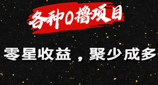 各种各样0撸新项目零星盈利，聚少成多-优知网
