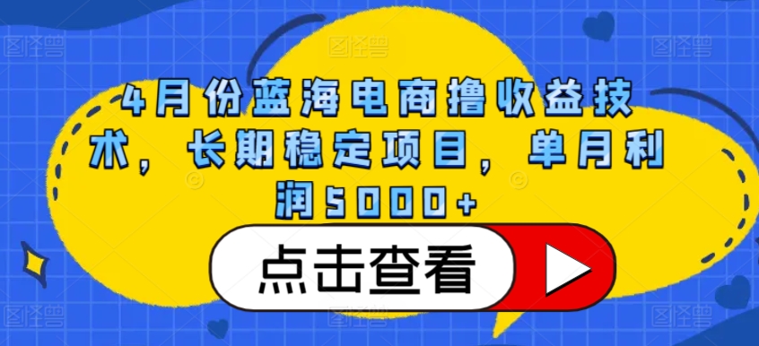 4月份蓝海电商撸收益技术，长期稳定项目，单月利润5000+【揭秘】-优知网