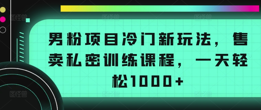 男粉项目冷门新玩法，售卖私密训练课程，一天轻松1000+【揭秘】-优知网