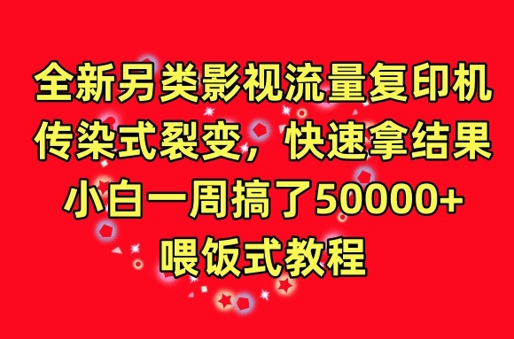 全新另类影视流量复印机，传染式裂变，快速拿结果，小白一周搞了50000+，喂饭式教程【揭秘】-优知网