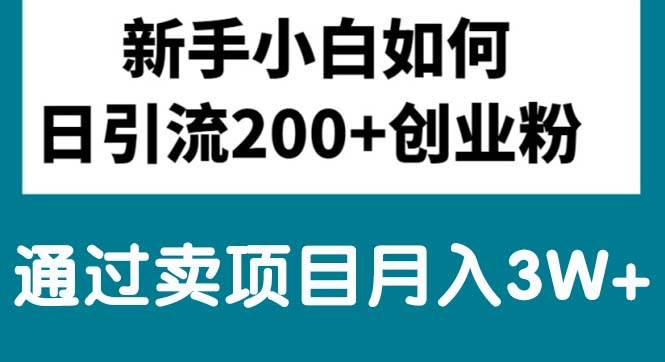 新手小白日引流200+创业粉,通过卖项目月入3W+-优知网