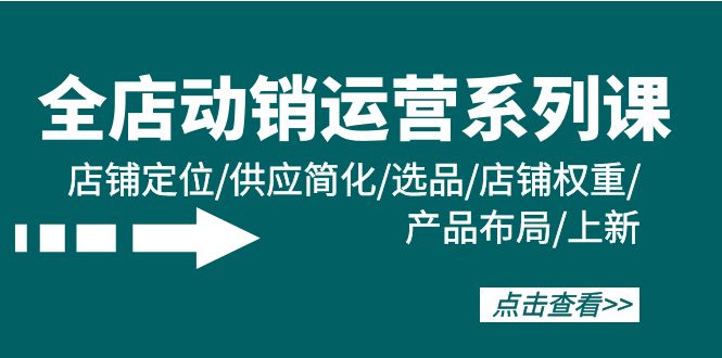 店铺·促销经营系列产品课：店铺运营/供货简单化/选款/宝贝权重/产品布局/上架-优知网