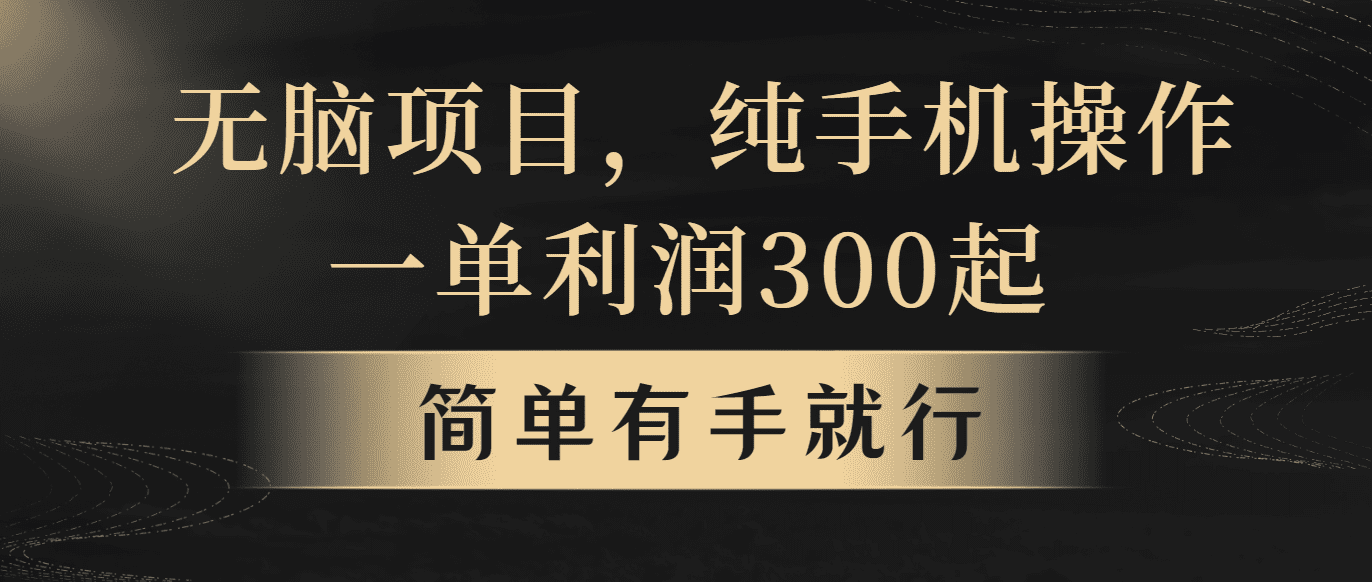 没脑子新项目，一单几百元，轻轻松松月入5w ，看了就可以直接实际操作-优知网