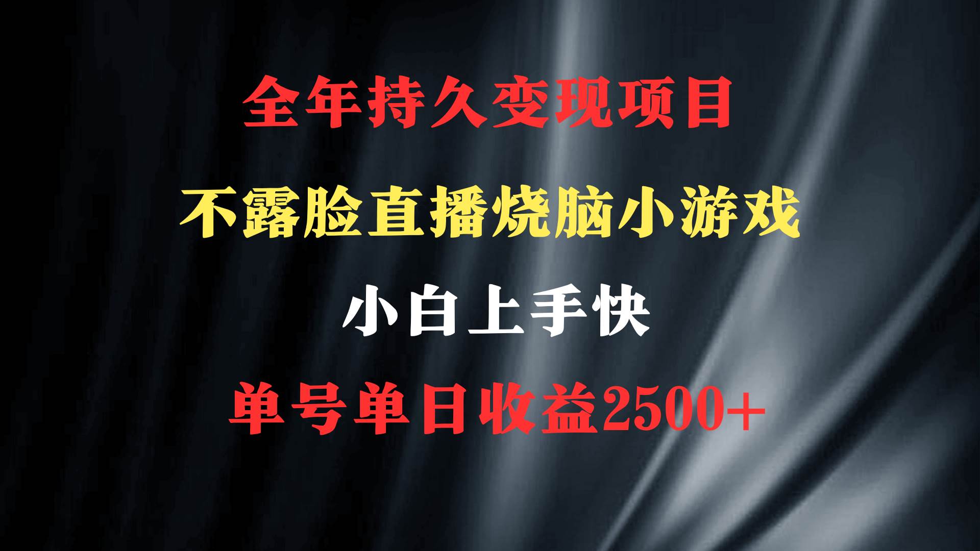 2024年 最优项目，烧脑小游戏不露脸直播  小白上手快 无门槛 一天收益2500+-优知网
