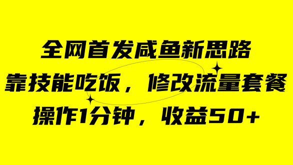 咸鱼冷门新玩法，靠“技能吃饭”，修改流量套餐，操作1分钟，收益50+-优知网