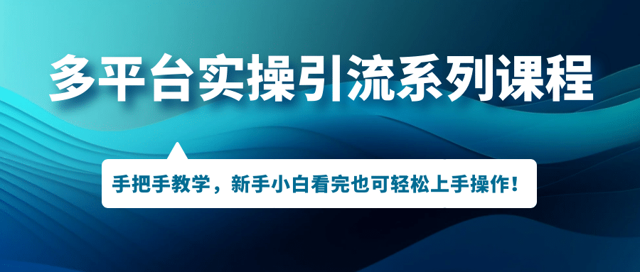 多平台实操引流系列课程，手把手教学，新手小白看完也可轻松上手引流操作-优知网