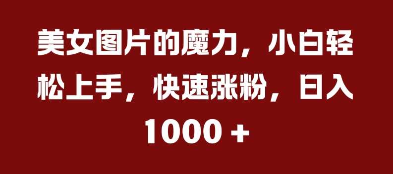 美女图片的魔力，小白轻松上手，快速涨粉，日入几张【揭秘】-优知网