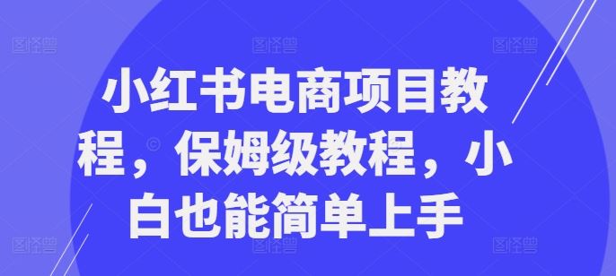 小红书电商项目教程，保姆级教程，小白也能简单上手-优知网