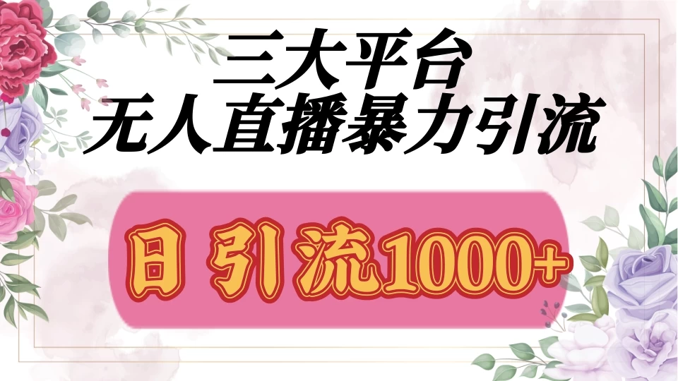 三大平台无人直播引流法，日引流1000+-优知网