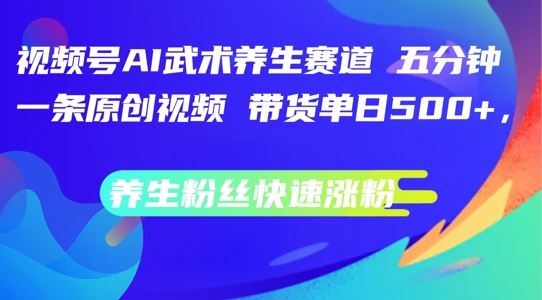 视频号AI武术养生赛道，五分钟一条原创视频，带货单日几张，养生粉丝快速涨粉【揭秘】-优知网