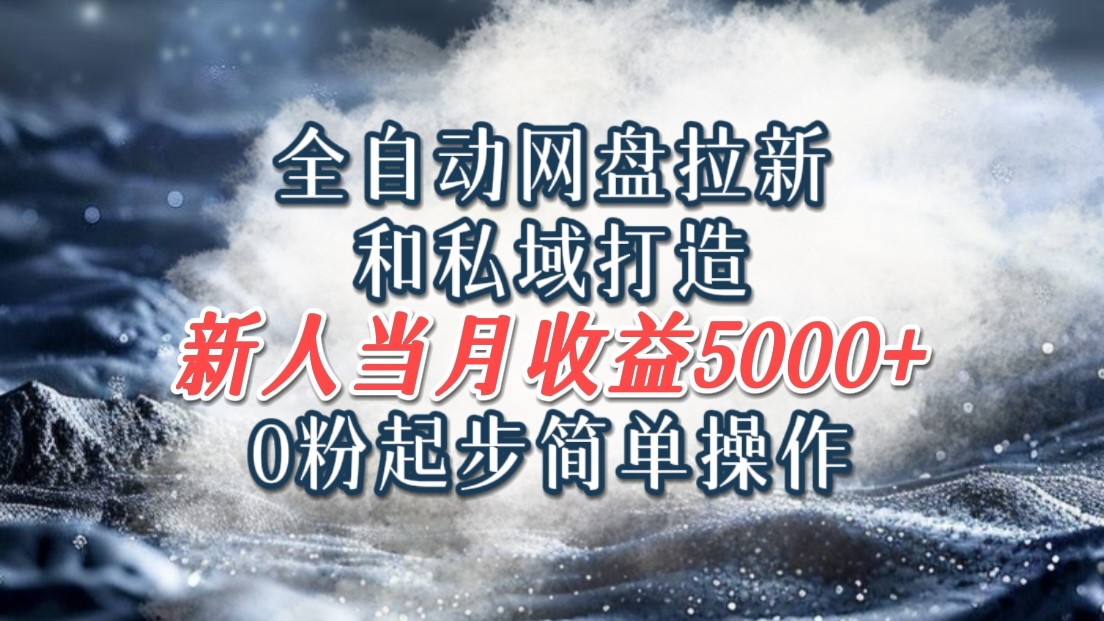 全自动网盘拉新和私域打造，0粉起步简单操作，新人入门当月收益5000以上-优知网