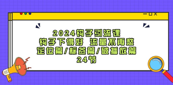 2024钩子引流课：钩子下得好流量不再愁，定位篇/标签篇/破播放篇/24节-优知网